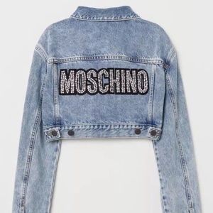 SOLD H&M Moschino rhinestone cropped denim jacket